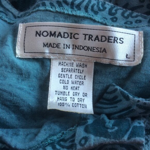 Nomadic Traders Fish Print Beachy Pullover Midi Dress with Pockets Size Large - Picture 3 of 3